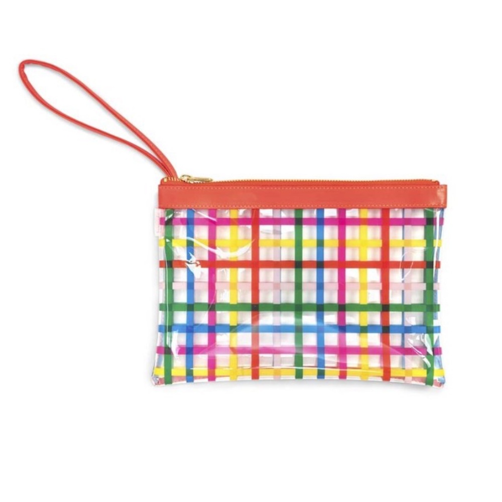 BANDO Rainbow Wristlet Clutch Zipper Pouch Plaid Multi Colored Purse Pride NWT